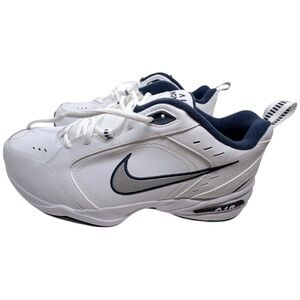 Nike Air Monarch IV White and Navy Sneakers